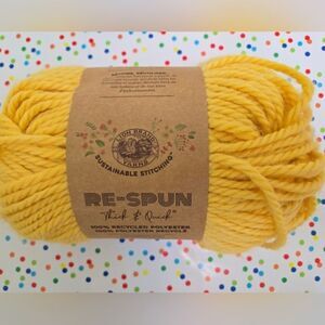LION BRAND YARNS RE-SPUN QUICK N THICK YARN Sunshine Yellow